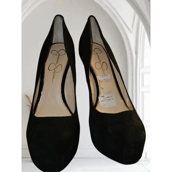 Jessica Simpson Rebeca 5.5" High Heels Sz 8 Women's Platform Pump Black Suede - Picture 9 of 16